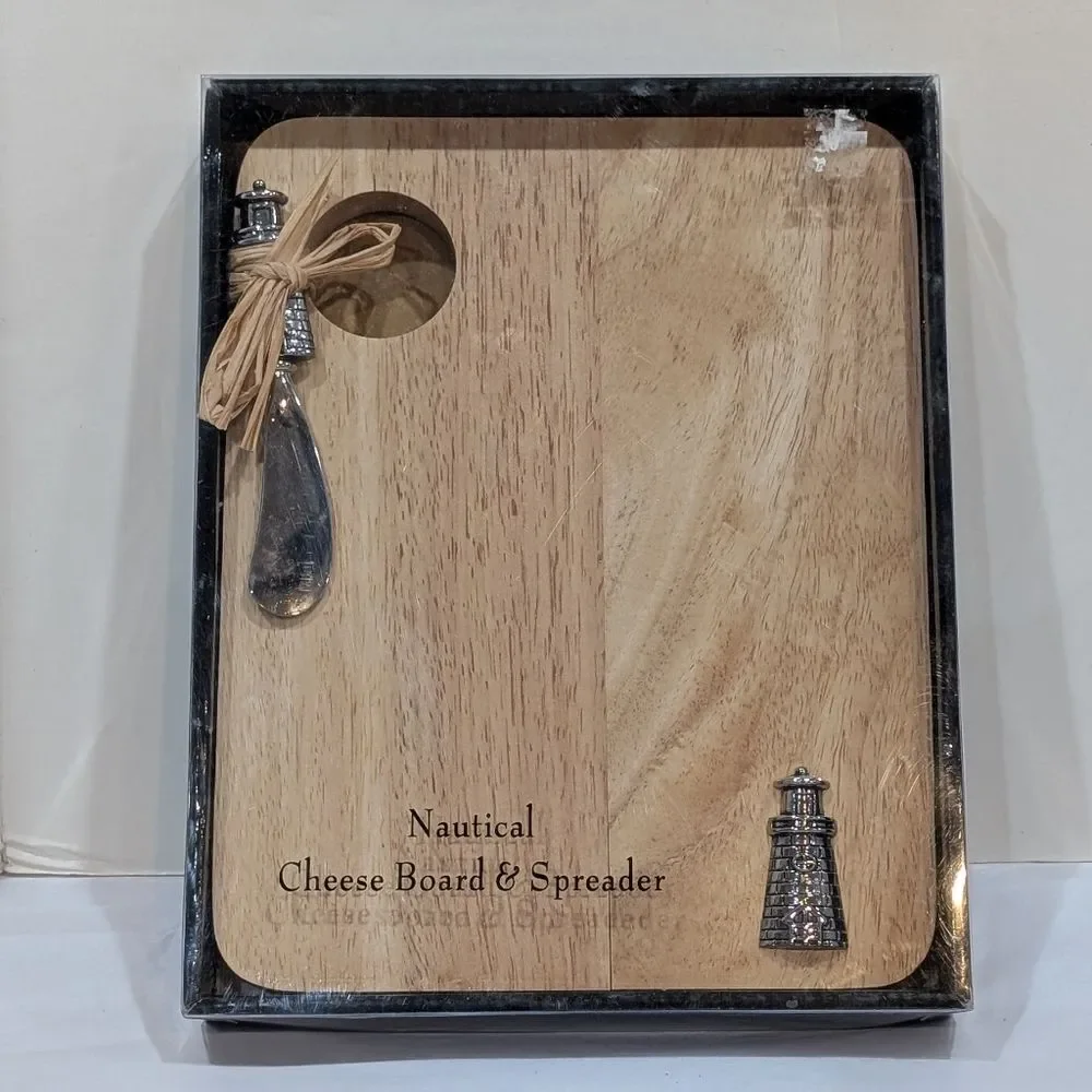 Lighthouse Spreader Wooden Board Set NIB Beachy Coastal Nautical Hostess Gift